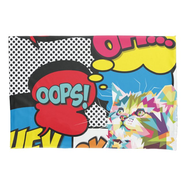 Colourful Cat Comic Hope Iconic Pop Art Pillowcase (Front)