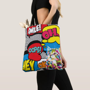 Colourful Cat Comic Hope Iconic Pop Art Tote Bag