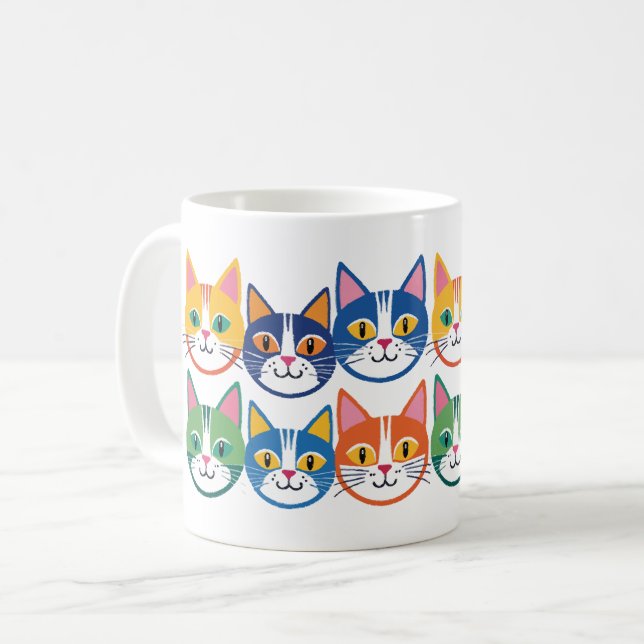 Colourful Cat Companions Coffee Mug (Front Left)