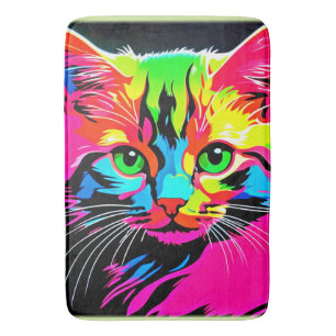 Colourful Cat Design Bath Mat