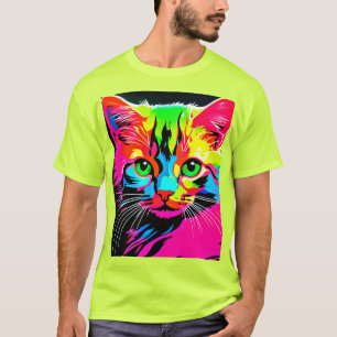 Colourful Cat Design T-Shirt