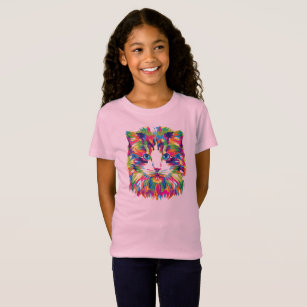 Colourful cat design T-Shirt for animal lovers.