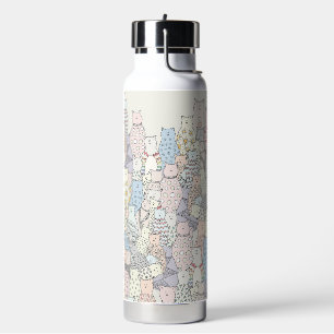 Colourful Cat Doodle Art Water Bottle