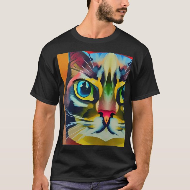 Colourful cat eye abstract strokes kitty voices T-Shirt (Front)