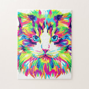Colourful Cat - Face - Jigsaw Puzzle