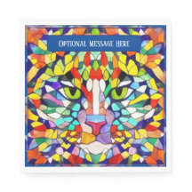 Colourful Cat Face Kaleidoscope - Add Greeting to