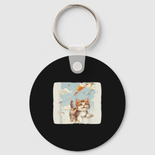 Colourful Cat Flies Kites Style For A Breezy Vibe Key Ring