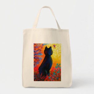 Colourful Cat Flowers Tote Bag