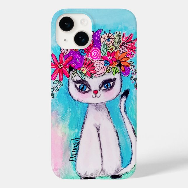 Colourful Cat Fun Spring Flower Cute Inspirational Case-Mate iPhone Case (Back)