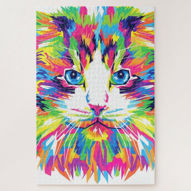 Colourful Cat Jigsaw Puzzle Gift (Vertical)