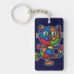 colourful cat key ring