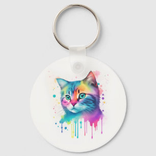 Colourful cat keychain