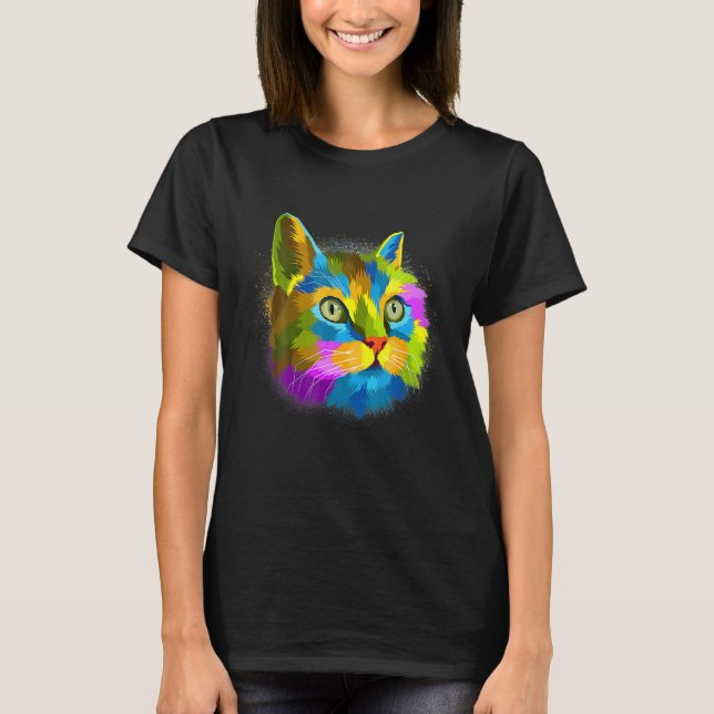 Colourful Cat Kitten T-Shirt (Front)