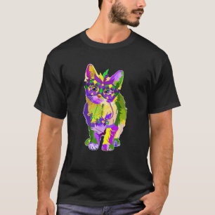 Colourful Cat Kitten Wearing Mask Mardi Gras Lover T-Shirt