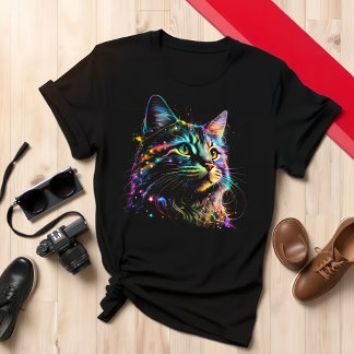 Colourful Cat Lover Cat Enthusiast Apparel T-Shirt