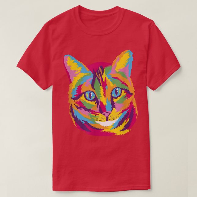 Colourful cat motif, pet cats  T-Shirt (Design Front)
