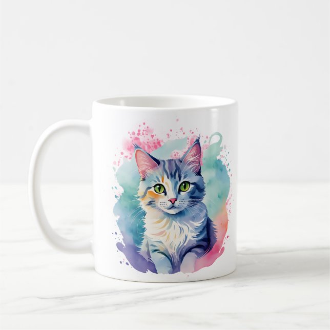 Colourful Cat Mug (Left)