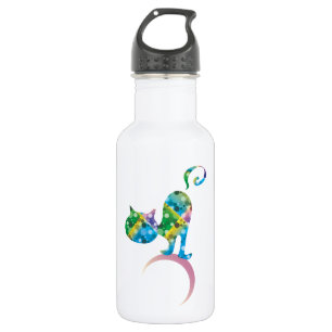 Colourful Cat On Crescent Moon 532 Ml Water Bottle