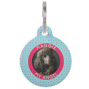 Colourful Cat Owner Gift Square Pattern Pet Tag