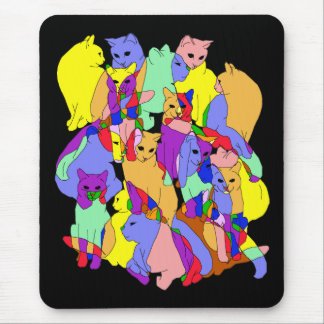 Colourful Cat Pattern Mouse Mat