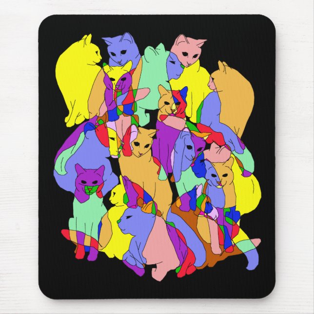 Colourful Cat Pattern Mouse Mat (Front)