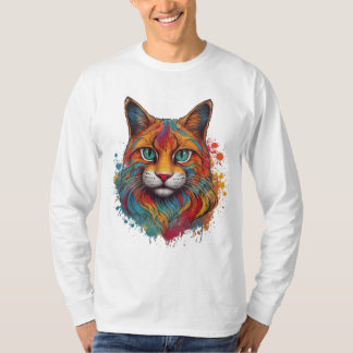 colourful cat pattern T-Shirt