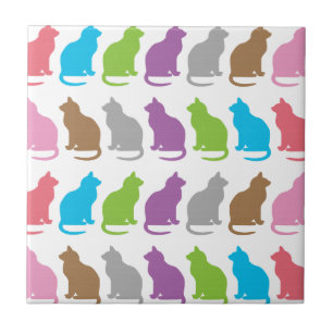Colourful cat pattern tile
