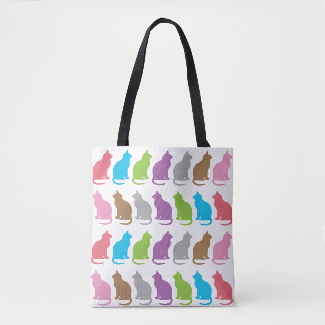 Colourful cat pattern tote bag (Front)