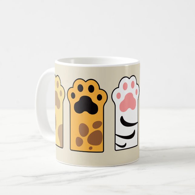 Colourful cat paws coffee mug (Front Left)