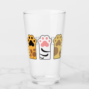 Colourful cat paws glass