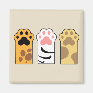 Colourful cat paws magnet