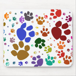 colourful cat paws mouse mat