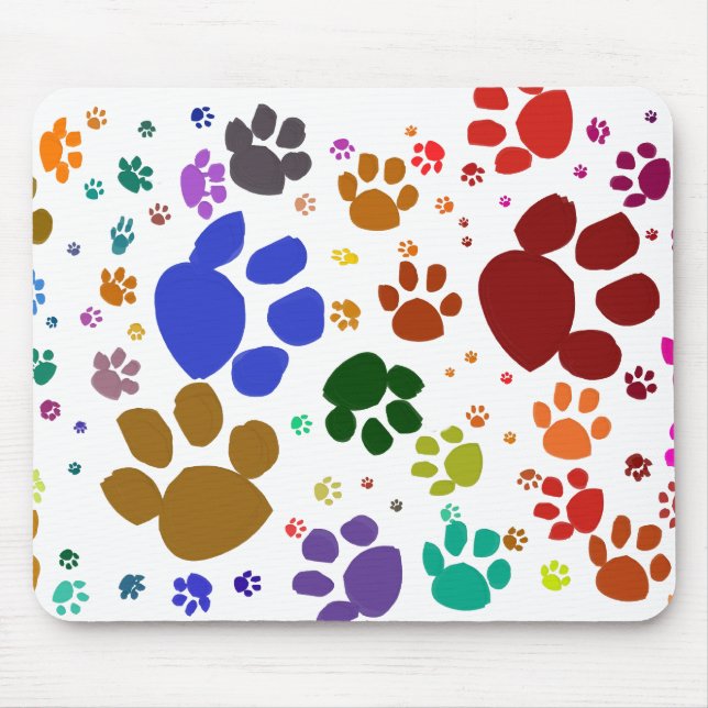 colourful cat paws mouse mat (Front)