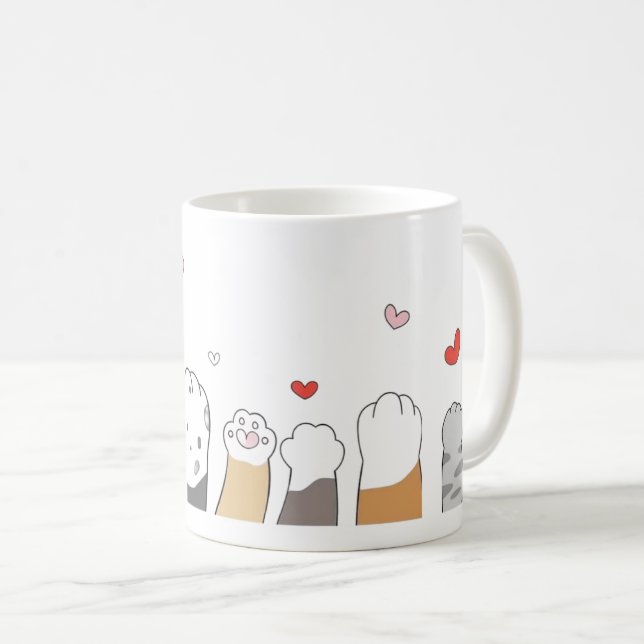 Colourful Cat Paws Mug (Front Right)
