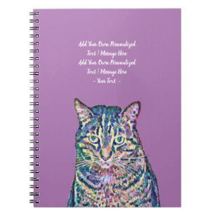 Colourful Cat Personalised Text Notebook