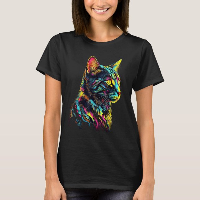 Colourful Cat - Pet Animal Art Cat T-Shirt (Front)