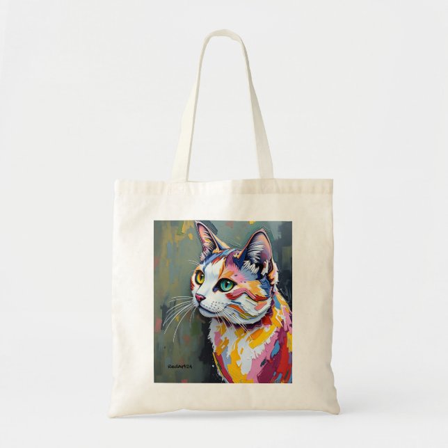 Colourful Cat Portrait Tote Bag (Front)