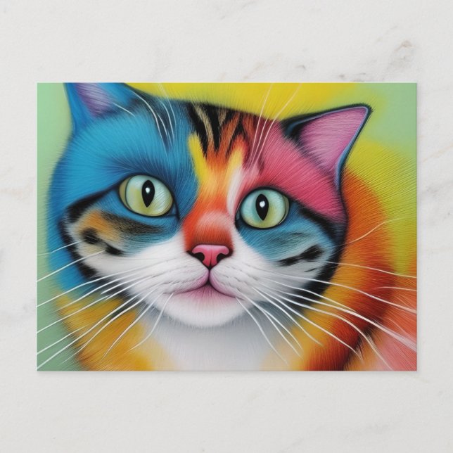 Colourful Cat Postcard (Front)