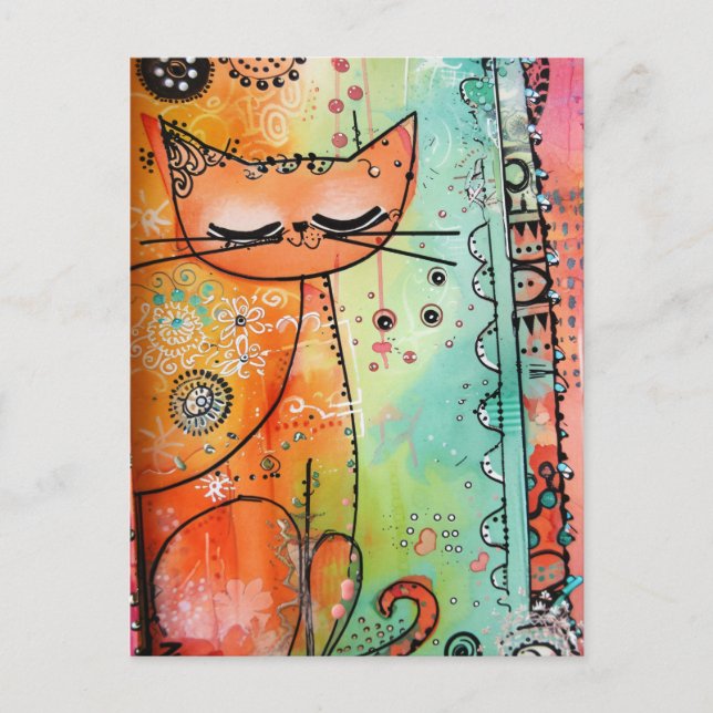 Colourful Cat Postcard (Front)