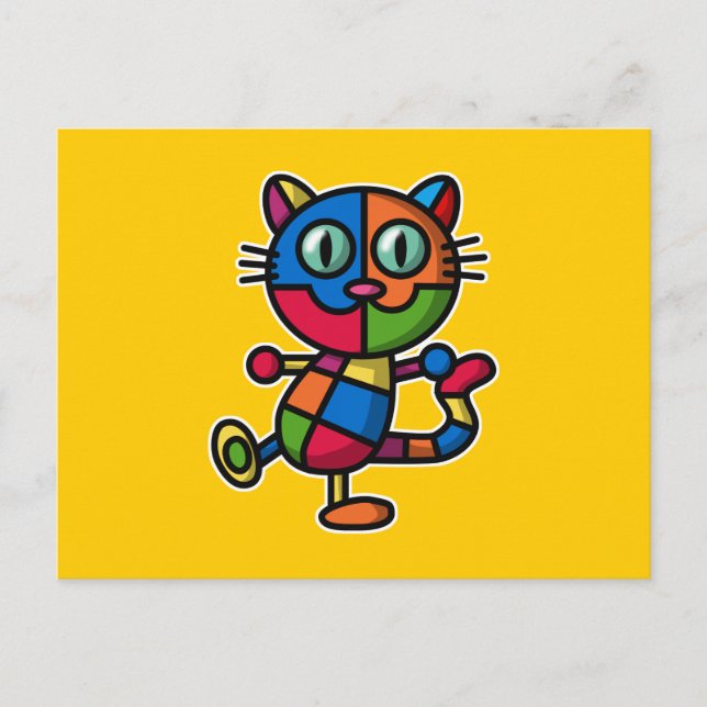 colourful cat postcard (Front)