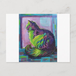 Colourful cat postcard