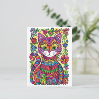 Colourful Cat. Postcard