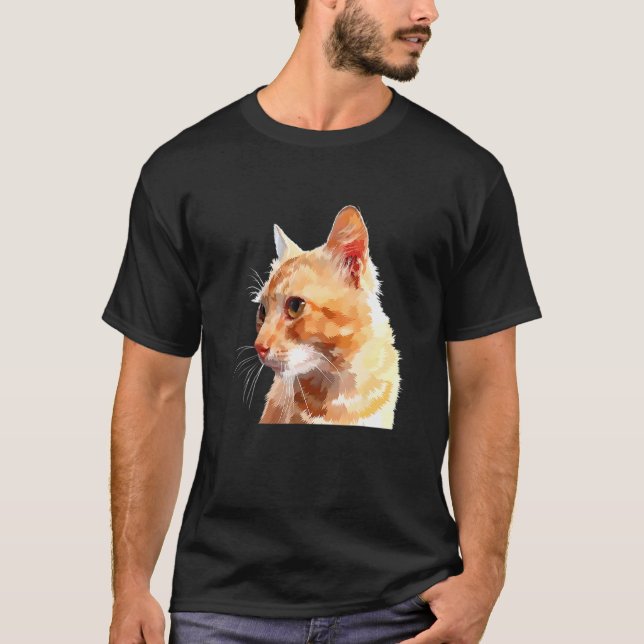 Colourful Cat Sideway Look Graphic T-Shirt (Front)