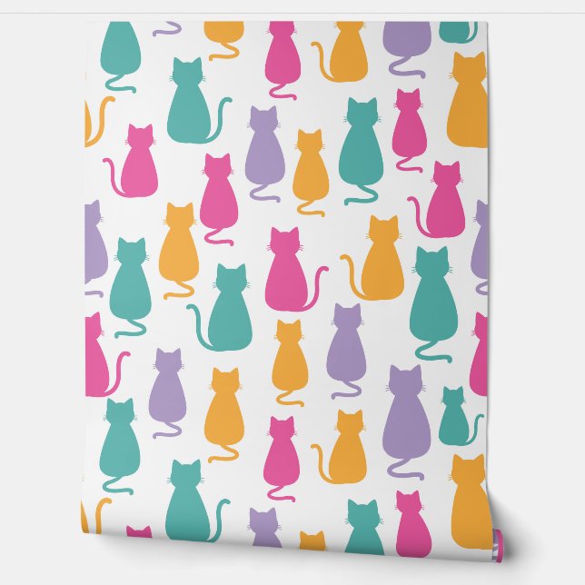Colourful Cat silhouettes Wallpaper (Unrolling)