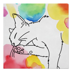Colourful Cat Sketch Poster