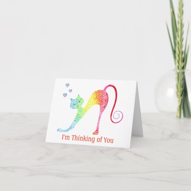 Colourful Cat -Small, 4" x 5.6" Folded Note Card (Front)