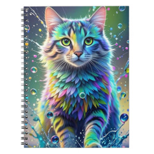 Colourful cat, splash, painting, colouring grading notebook