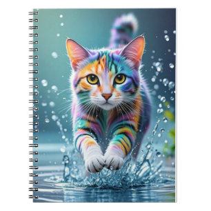 Colourful cat, splash, painting, colouring grading notebook