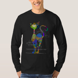 Colourful Cat Street Cat Patch Pattern T-Shirt