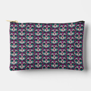 Colourful Cat Sugar Skull Accessory Pouch